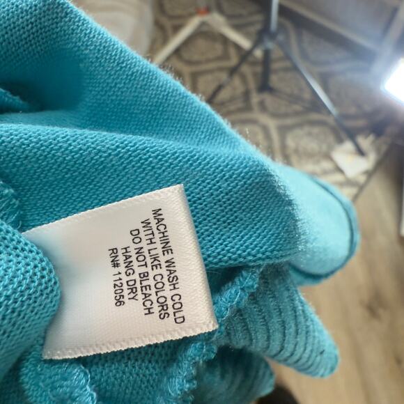 Zenana Women's Size L Turquoise Blue Brass Button Up Cardigan Sweater #3515 - Picture 8 of 8